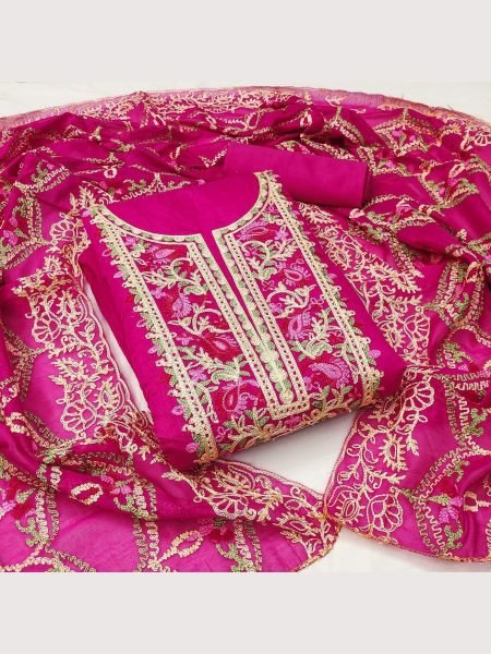 Exclusive Chanderi Work Women Dress Materials Color Set Matching Dress Material Wholesale
