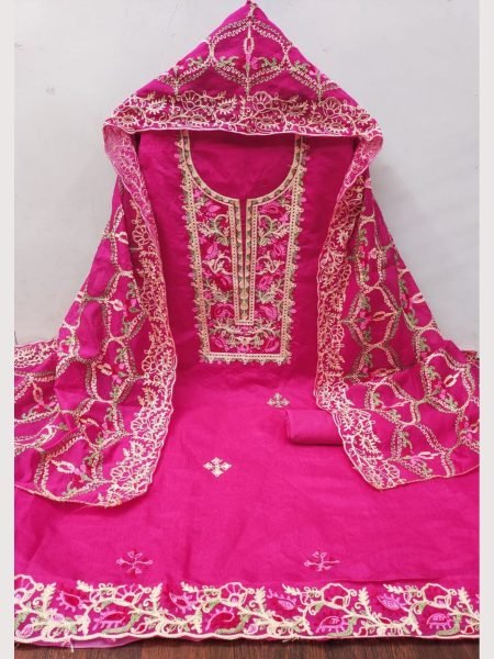 Exclusive Chanderi Work Women Dress Materials Color Set Matching Dress Material Wholesale