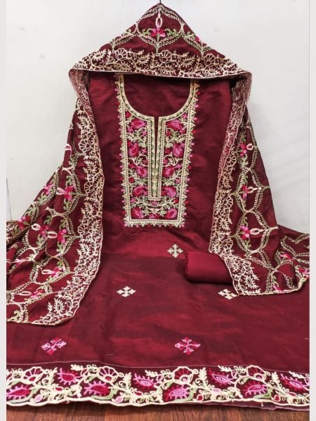 Exclusive Chanderi Work Women Dress Materials Color Set Matching Dress Material Wholesale