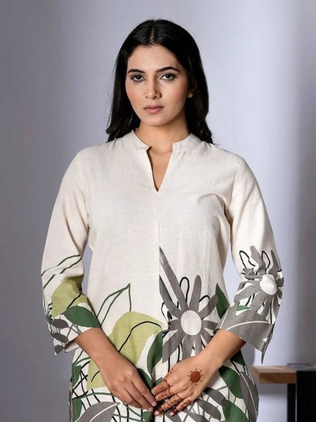 Exclusive Cotton Silk Co ord Set with Modern Floral Digital Design Ready Stock for Export Summer Wear