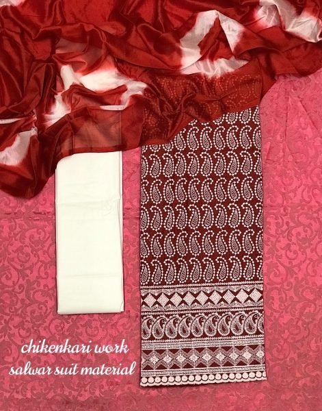 Exclusive Dress Material Suit  For Women in Chiken Work Punjabi Dress Materials Wholesale