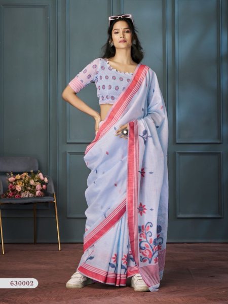 Exclusive Handloom Linen Saree with Beautiful Weaving For Woman Linen Sarees Wholesale