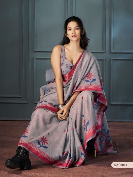 Exclusive Handloom Linen Saree with Beautiful Weaving For Woman Linen Sarees Wholesale