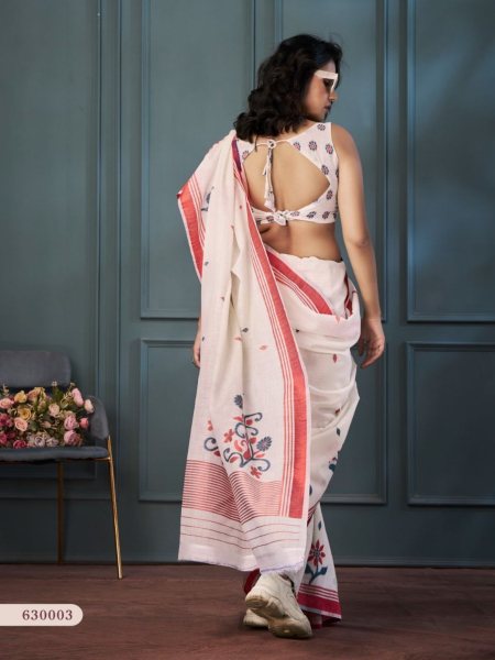 Exclusive Handloom Linen Saree with Beautiful Weaving For Woman Linen Sarees Wholesale