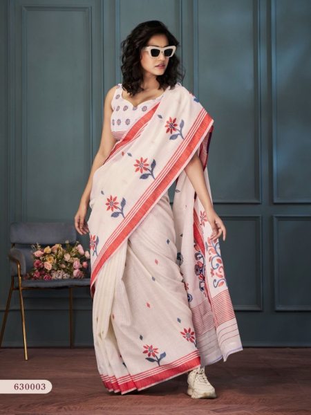 Exclusive Handloom Linen Saree with Beautiful Weaving For Woman Linen Sarees Wholesale