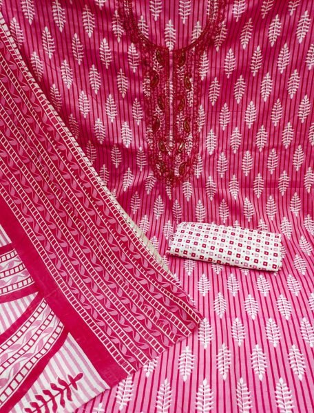 Exclusive Heavy Cotton Print With Sequence Dress Material  Color Set Matching Dress Material Wholesale
