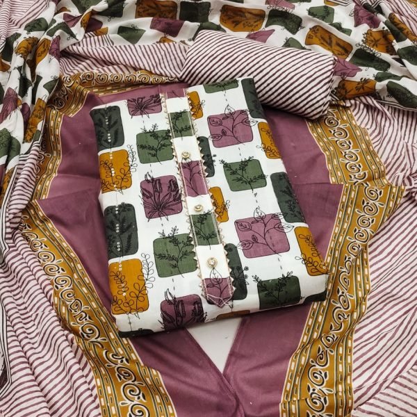 Exclusive Heavy Cotton Print With Sequence Dress Material  Color Set Matching Dress Material Wholesale