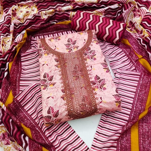 Exclusive Heavy Cotton Print With Sequence Dress Material  Color Set Matching Dress Material Wholesale