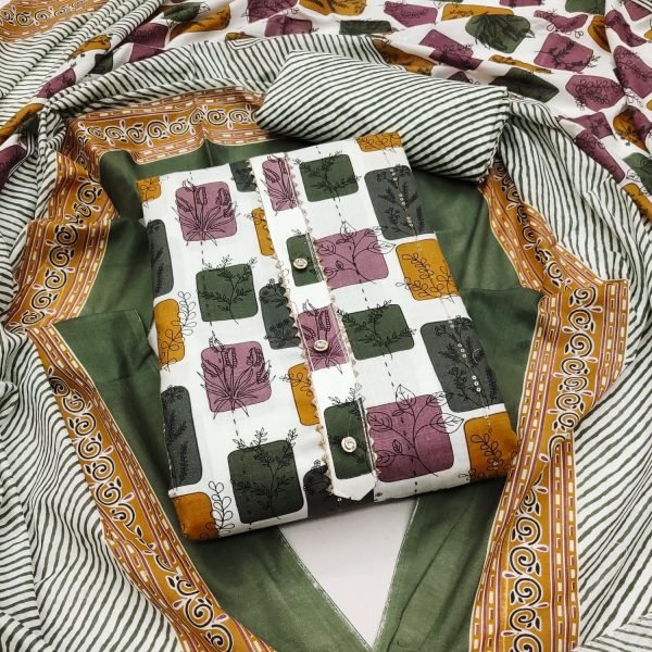 Exclusive Heavy Cotton Print With Sequence Dress Material  Color Set Matching Dress Material Wholesale
