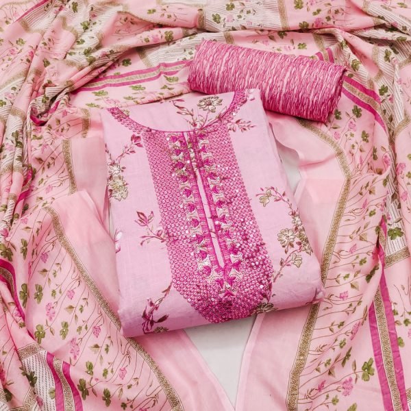 Exclusive Heavy Cotton Print With Sequence Dress Material  Color Set Matching Dress Material Wholesale