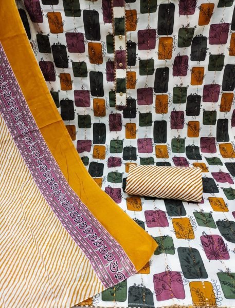 Exclusive Heavy Cotton Print With Sequence Dress Material  Color Set Matching Dress Material Wholesale