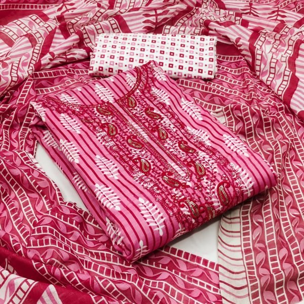 Exclusive Heavy Cotton Print With Sequence Dress Material  Color Set Matching Dress Material Wholesale