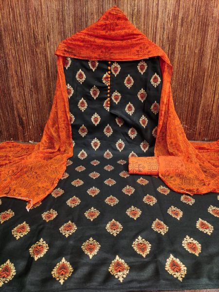 Exclusive Orange Color Cotton Slub Print Dress Material Collection  Color Set Matching Dress Material Wholesale