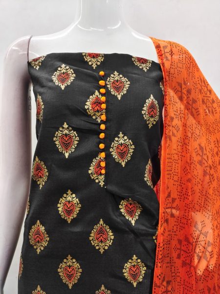 Exclusive Orange Color Cotton Slub Print Dress Material Collection  Color Set Matching Dress Material Wholesale