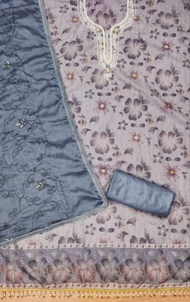 Exclusive Organza Dress Material With Hand Work For Women Color Set Matching Dress Material Wholesale
