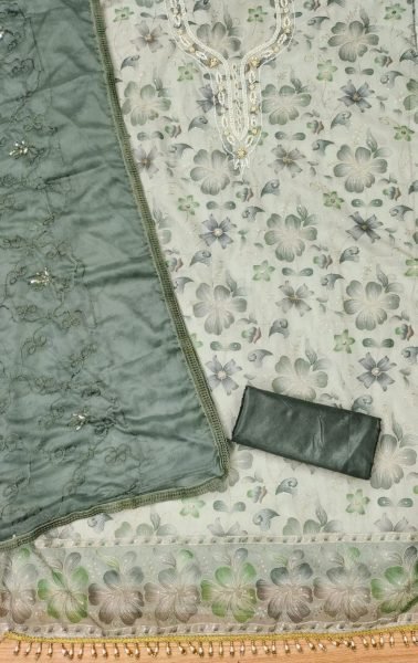 Exclusive Organza Dress Material With Hand Work For Women Color Set Matching Dress Material Wholesale