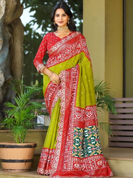 Exclusive Patola Silk Saree With Sequence Lace Border Patola Silk Sarees Wholesale