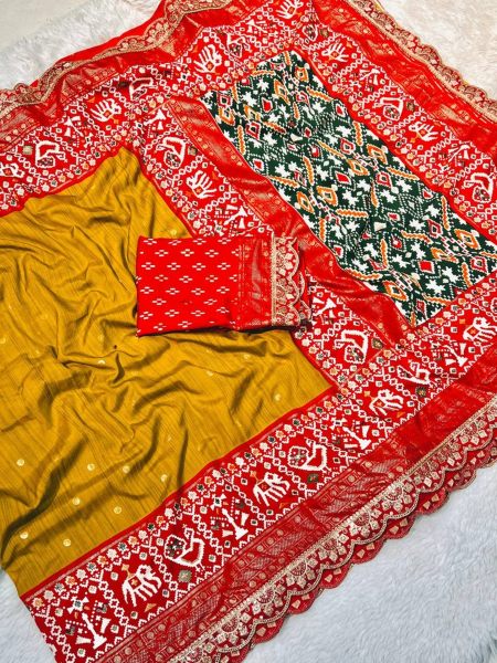 Exclusive Patola Silk Saree With Sequence Lace Border Patola Silk Sarees Wholesale