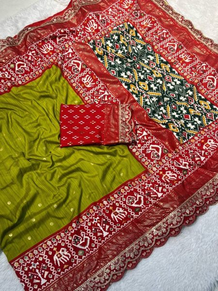 Exclusive Patola Silk Saree With Sequence Lace Border Patola Silk Sarees Wholesale