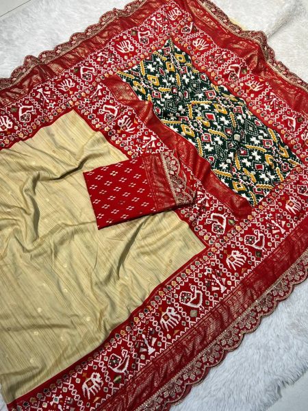 Exclusive Patola Silk Saree With Sequence Lace Border Patola Silk Sarees Wholesale