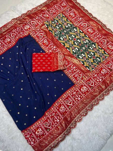 Exclusive Patola Silk Saree With Sequence Lace Border Patola Silk Sarees Wholesale