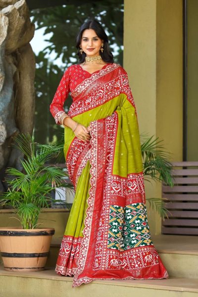 Exclusive Patola Silk Saree With Sequence Lace Border Patola Silk Sarees Wholesale