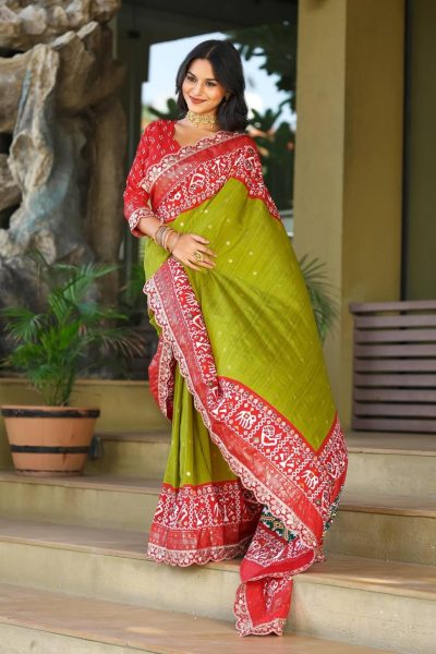 Exclusive Patola Silk Saree With Sequence Lace Border Patola Silk Sarees Wholesale