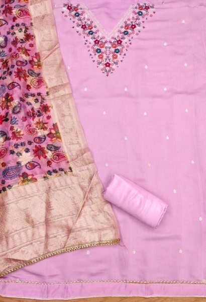 Exclusive Pink Color Roman Silk and Digital Printed Dress Material  Color Set Matching Dress Material Wholesale
