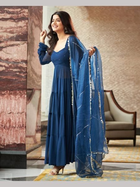 Exclusive Pure Georgette Anarkali gown with huge flair Anarakali Gown Wholesale