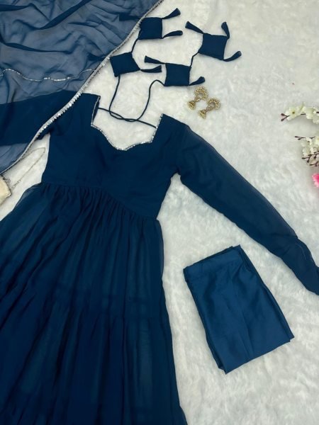 Exclusive Pure Georgette Anarkali gown with huge flair Anarakali Gown Wholesale