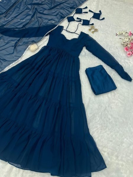 Exclusive Pure Georgette Anarkali gown with huge flair Anarakali Gown Wholesale