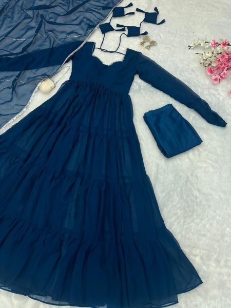 Exclusive Pure Georgette Anarkali gown with huge flair Anarakali Gown Wholesale