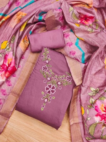 Exclusive Roman Silk Dress Material With Beautiful Work For Women Punjabi Dress Materials Wholesale