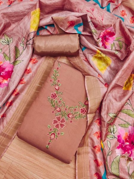 Exclusive Roman Silk Dress Material With Beautiful Work For Women Punjabi Dress Materials Wholesale