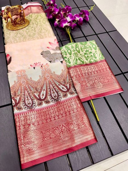 Exclusive Silk Saree With Jacquard Zari Border For Women Silk Sarees Wholesale