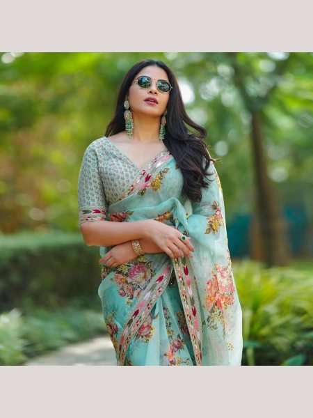 Exclusive  Tabby Silk Digital Printed Saree with thread and sequence Work Silk Sarees Wholesale
