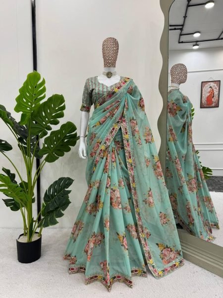 Exclusive  Tabby Silk Digital Printed Saree with thread and sequence Work Silk Sarees Wholesale