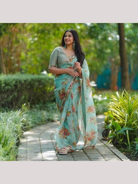 Exclusive  Tabby Silk Digital Printed Saree with thread and sequence Work Silk Sarees Wholesale