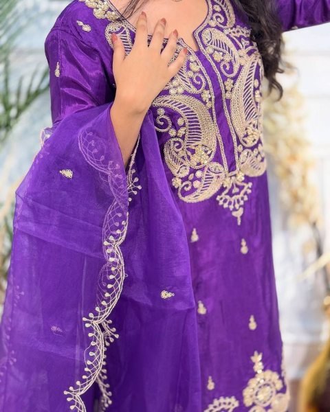 Exclusive Wedding Collection Heavy Chinon Silk Party Wear Top   Sharara Set with Embroidery   Fancy Dupatta Ready To Wear Collection
