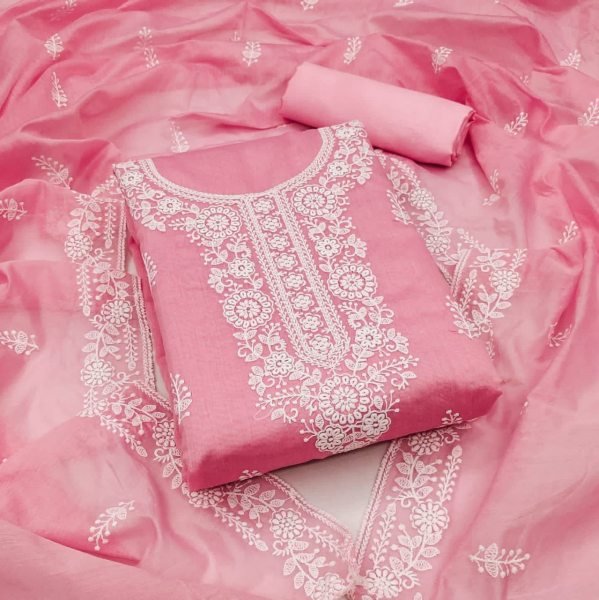 EXCLUSIVE WOMEN S CHANDERI DRESS MATERIAL  Color Set Matching Dress Material Wholesale