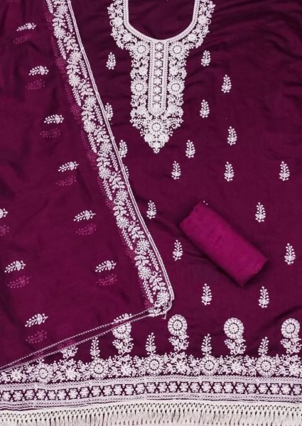 EXCLUSIVE WOMEN S CHANDERI DRESS MATERIAL  Color Set Matching Dress Material Wholesale