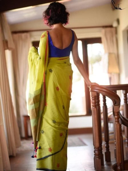 Exclusive Yellow Colour Cotton Saree For Women Fashion Cotton Sarees Wholesale