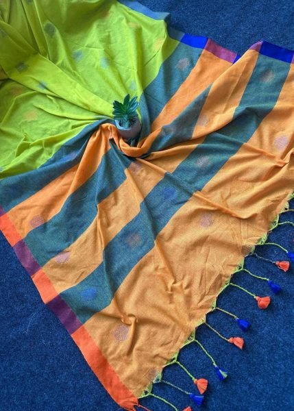 Exclusive Yellow Colour Cotton Saree For Women Fashion Cotton Sarees Wholesale