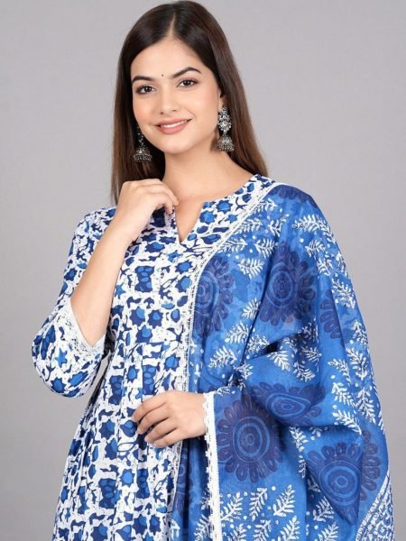  Explore  Women's Rayon Cotton Printed Anarkali Kurta With Palazzo & Dupatta Set Cotton Kurtis Wholesale