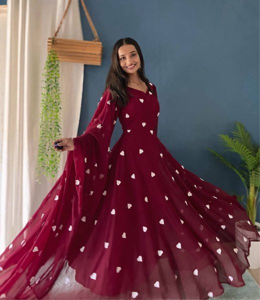 Exquisite Embroidered Faux Georgette Anarkali Kurti with Matching Dupatta   Crepe Bottom Wholesale Rate Anarkali Kurtis 