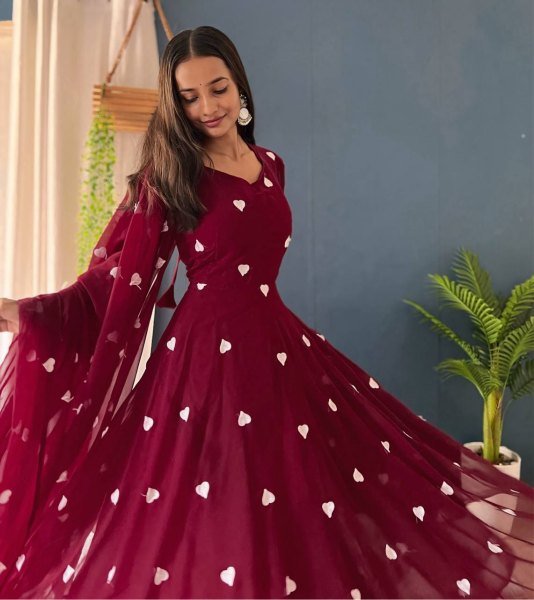 Exquisite Embroidered Faux Georgette Anarkali Kurti with Matching Dupatta   Crepe Bottom Wholesale Rate Anarkali Kurtis 