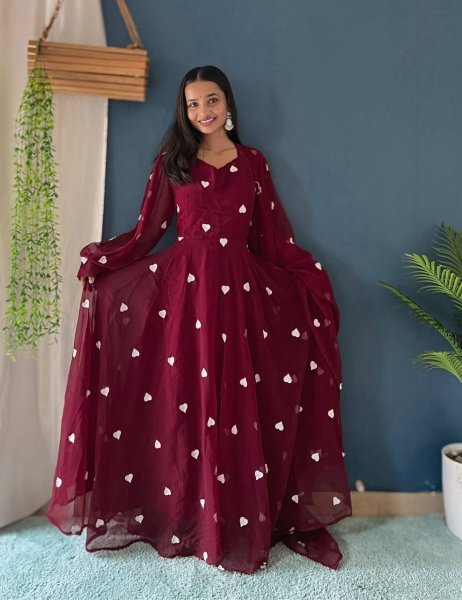 Exquisite Embroidered Faux Georgette Anarkali Kurti with Matching Dupatta   Crepe Bottom Wholesale Rate Anarkali Kurtis 