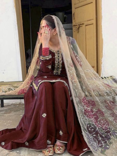Exquisite Maroon Chinon Silk Punjabi Style Palazzo Suit with Embroidered Dupatta Ideal for Weddings 