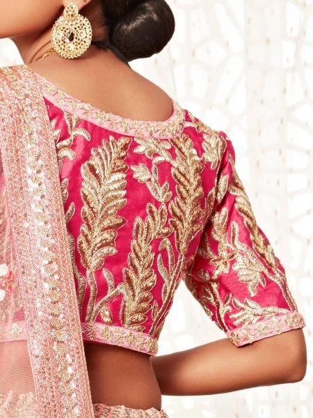 Exquisite Pink Semi Stitched Lehenga Set with Slub Silk Blouse Embroidered Dupatta Affordable Wedding Collection Designer Lehenga Choli
