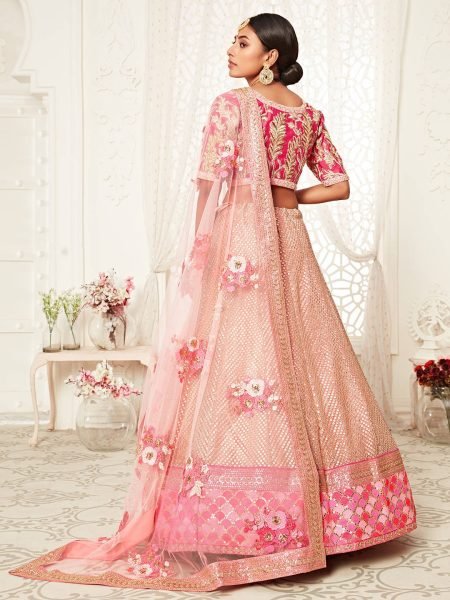 Exquisite Pink Semi Stitched Lehenga Set with Slub Silk Blouse Embroidered Dupatta Affordable Wedding Collection Designer Lehenga Choli
